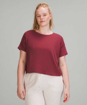 Lululemon Cates Tee Kadın Üstler Mulled Wine | TUAQZX-785