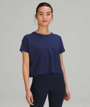 Lululemon Cates Tee Kadın Üstler Night Sea | MLFNUA-910