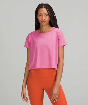 Lululemon Cates Tee Kadın Üstler Pembe | ZSHEOX-082