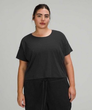 Lululemon Cates Tee Kadın Üstler Siyah | WDVCMU-847