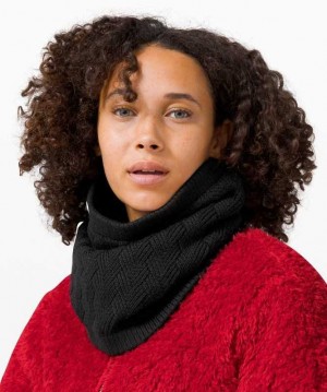 Lululemon Chevron Knit Neck Warmer Fular Siyah | JEFDLI-934