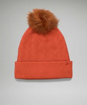 Lululemon Chevron Knit Pom Beanie Şapkalar Turuncu | JKHOMC-604