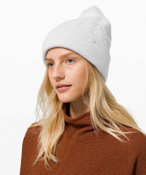 Lululemon Chevron Knit Pom Beanie Şapkalar Açık Gri | QHNZKV-954