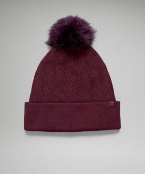 Lululemon Chevron Knit Pom Beanie Şapkalar Cassis | RYILOJ-579