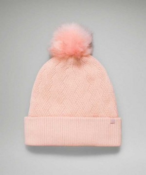 Lululemon Chevron Knit Pom Beanie Şapkalar Pembe | CPDNVA-719
