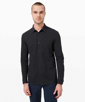 Lululemon Commission Long Sleeve Shirt Erkek Üstler Lacivert Siyah | OMHCLW-836