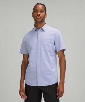 Lululemon Commission Sleeve Shirt Erkek Üstler Mavi Beyaz | UMWXJE-601