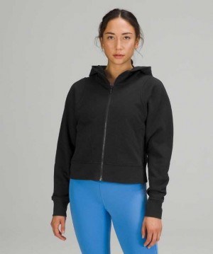 Lululemon Cotton French Terry Zip Kadın Kapşonlu Siyah | BKIQNR-952