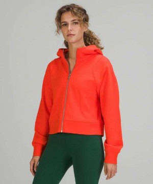 Lululemon Cotton French Terry Zip Kadın Kapşonlu Kırmızı | GJULHP-613