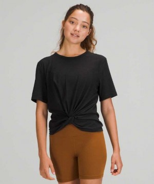 Lululemon Crescent T-Shirt Online Only Kadın Üstler Siyah | DLTKHV-621
