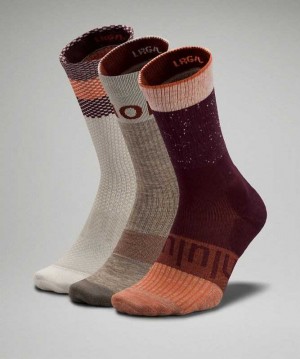 Lululemon Daily Stride Crew 3 Pack Erkek Çorap Cassis / Rover / Raw Linen | YVPKTW-207