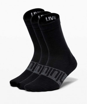 Lululemon Daily Stride Crew 3 Pack Kadın Çorap Siyah | HTZDXK-406
