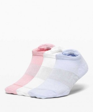 Lululemon Daily Stride Low-Ankle 3 Pack Kadın Çorap Beyaz Pembe Mavi | BQHRPW-970