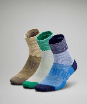 Lululemon Daily Stride Mid-Crew 3 Pack Sparkle Kadın Çorap Mavi Nane | AKFVIY-693