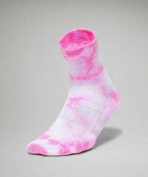 Lululemon Daily Stride Mid-Crew Tie Dye Kadın Çorap Pembe | UEXZHD-781