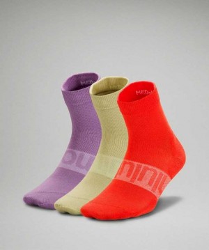 Lululemon Daily Stride Mid Crew 3 Pack Box Set Kadın Çorap Kırmızı Yeşil Mor | SCZOYL-286