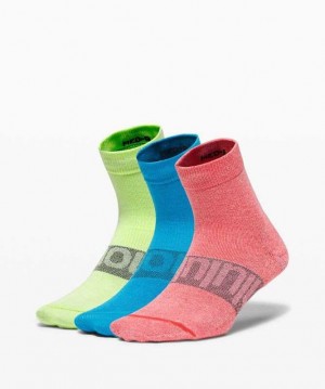Lululemon Daily Stride Mid Crew 3 Pack Kadın Çorap Pembe Turkuaz Nane | UWHQVC-048