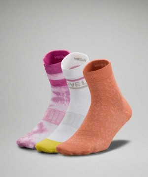 Lululemon Daily Stride Mid Crew 3 Pack Kadın Çorap Pembe Pembe | WRDEZM-932
