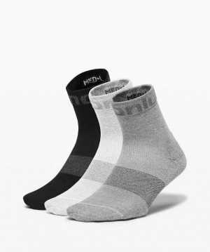 Lululemon Daily Stride Mid Crew 3 Pack Kadın Çorap Siyah Beyaz | EVDIGJ-092
