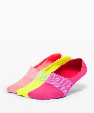 Lululemon Daily Stride No Show 3 Pack Kadın Çorap Pembe Sarı | HEFQTZ-692