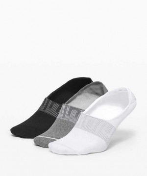 Lululemon Daily Stride No Show 3 Pack Kadın Çorap Beyaz Gri Siyah | HFUDIW-619