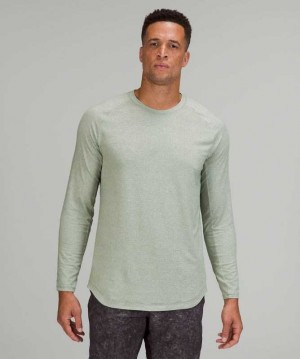 Lululemon Drysense Long Sleeve Erkek Üstler Yeşil Beyaz | HWOIJD-682