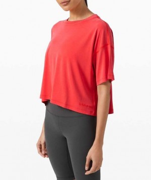 Lululemon Ease of It All Sleeve Kadın Üstler Kırmızı | BRZWOA-475