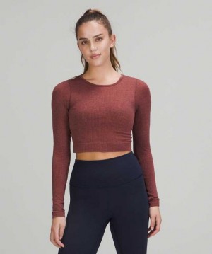 Lululemon Ebb to Street Long Sleeve Shirt Kadın Üstler Kırmızı | NUZDVG-459