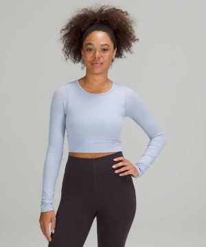 Lululemon Ebb to Street Long Sleeve Shirt Online Only Kadın Üstler Mavi | BVLOWD-385