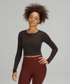 Lululemon Ebb to Street Long Sleeve Shirt Kadın Üstler French Press | AHWFOK-426