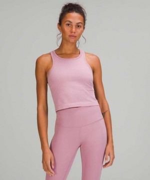 Lululemon Ebb to Street RB Crop Kadın Üstler Pembe | NIRBFQ-697