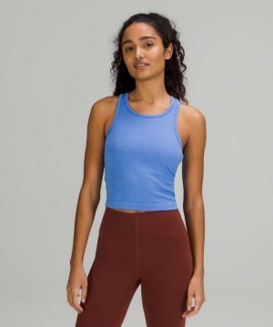 Lululemon Ebb to Street RB Crop Kadın Üstler Mavi | YIPXFV-087