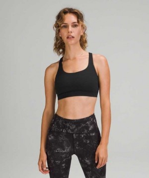 Lululemon Energy Adjustable Medium Support, B–D Cups Kadın Spor Sütyeni Siyah | AJLZSU-943