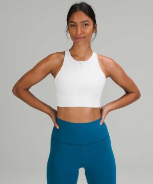 Lululemon Energy HN LL Zip Kadın Spor Sütyeni Beyaz | YFRNPI-412