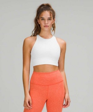Lululemon Energy High-Neck Longline Medium Support, B–D Cups Kadın Spor Sütyeni Beyaz | ZAHPQG-146