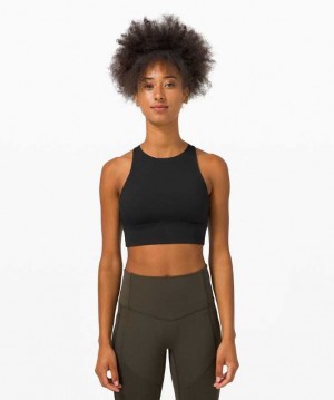 Lululemon Energy High Neck Long Line Medium Support, B–D Cup Kadın Spor Sütyeni Siyah | CEDLKY-526