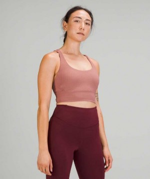 Lululemon Energy Long Line Rib Kadın Spor Sütyeni Spiced Chai | NUHCMZ-215