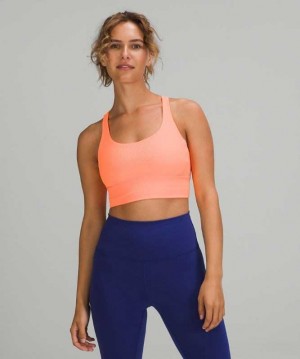 Lululemon Energy Long Line Rib Kadın Spor Sütyeni Turuncu | WQLPYB-317