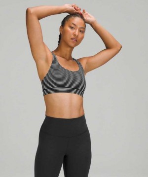Lululemon Energy Medium Support, B–D Cups Kadın Spor Sütyeni Siyah Beyaz | UTOVFE-237