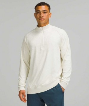 Lululemon Engineered Warmth Half-Zip Erkek Tişörtü Beyaz Beyaz | EYXTWZ-970