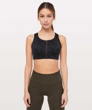 Lululemon Enlite Front-Zip High Support, A–DDD(E) Cups Kadın Spor Sütyeni Koyu Siyah Siyah | PUCMBY-302