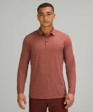 Lululemon Evolution Long Sleeve Polo Erkek Üstler Kahverengi | UKDNRT-123