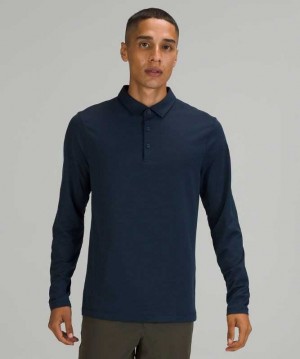 Lululemon Evolution Long Sleeve Polo Shirt Erkek Üstler Lacivert | WLUVDP-043