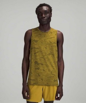 Lululemon Fast and Free Erkek Üstler Camo Altın Yeşil | WGKUJM-519