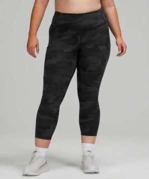 Lululemon Fast and Free HR Crop 23" Non-Reflective Kadın Tayt Camo Koyu | PNBEYQ-460