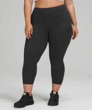 Lululemon Fast and Free HR Crop 23" Non-Reflective Kadın Tayt Gri | SXTZRC-503