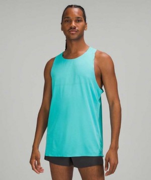 Lululemon Fast and Free Singlet Erkek Üstler Turkuaz | IBQZWS-204