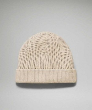 Lululemon Fleece-Lined Knit Beanie Şapkalar Heathered Raw Linen | GOXYKN-283