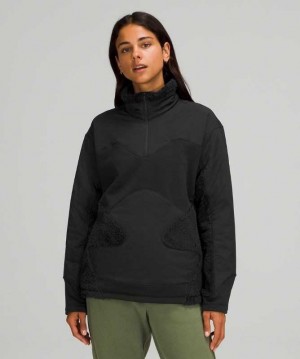 Lululemon Fleece Insulated Pullover Kadın Mont Siyah | VEWXKR-237