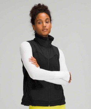Lululemon Fleece Insulated Vest Kadın Mont Siyah | FORUYT-394